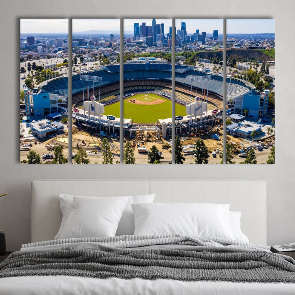 Dodger Stadium Aerial View, Stadium Canvas, Sport Art, 5 Panel B, Extra Large Canvas, Canvas Print Wall Art