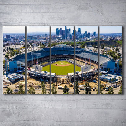 Dodger Stadium Aerial View, Stadium Canvas, Sport Art, 5 Panel B, Extra Large Canvas, Canvas Print Wall Art