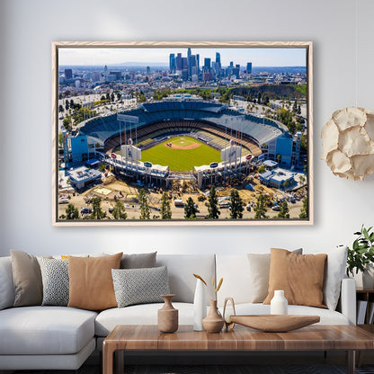 Dodger Stadium Aerial View, Stadium Canvas, Sport Art, Framed Canvas Print Wall Art, Floating Frame
