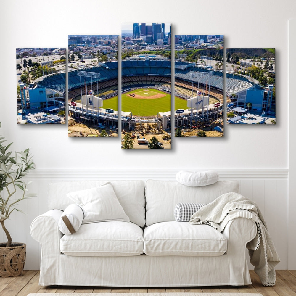Dodger Stadium Aerial View, Stadium Canvas, Sport Art, Gift for him, 5 Panel, Large Canvas, Canvas Print Wall Art