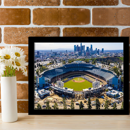 Dodger Stadium Aerial View, Stadium Canvas, Sport Art, Gift for him, Framed Art Print Wall Decor, Picture Framed