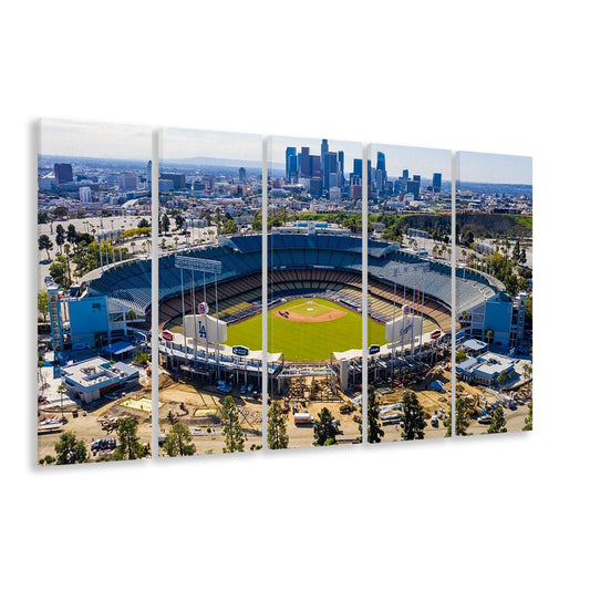 Dodger Stadium Aerial View, Stadium Canvas, Sport Art, 5 Panel B, Extra Large Canvas, Canvas Print Wall Art