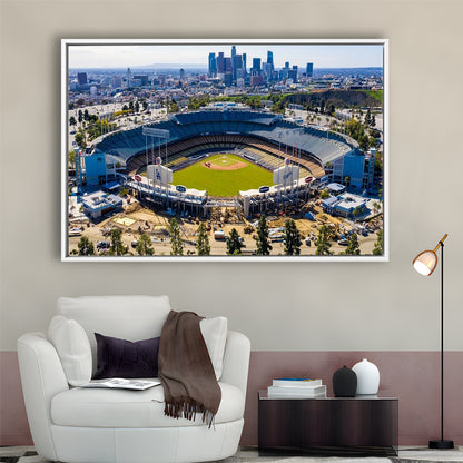 Dodger Stadium Aerial View, Stadium Canvas, Sport Art, Framed Canvas Print Wall Art, Floating Frame