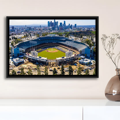 Dodger Stadium Aerial View, Stadium Canvas, Sport Art, Framed Canvas Print Wall Art, Floating Frame