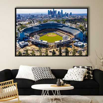 Dodger Stadium Aerial View, Stadium Canvas, Sport Art, Framed Canvas Print Wall Art, Floating Frame