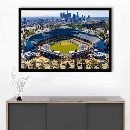 Dodger Stadium Aerial View, Stadium Canvas, Sport Art, Gift for him, Framed Art Print Wall Decor, Picture Framed
