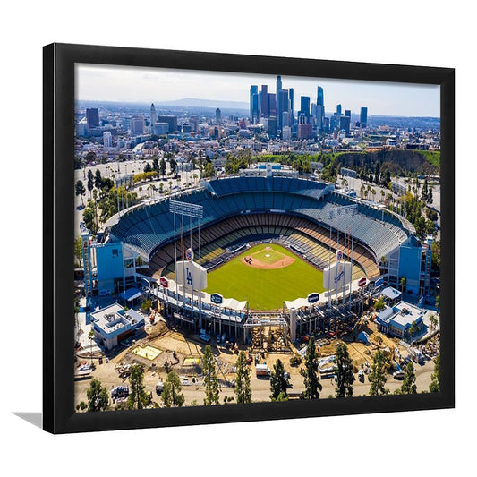 Dodger Stadium Aerial View, Stadium Canvas, Sport Art, Gift for him, Framed Art Print Wall Decor, Picture Framed