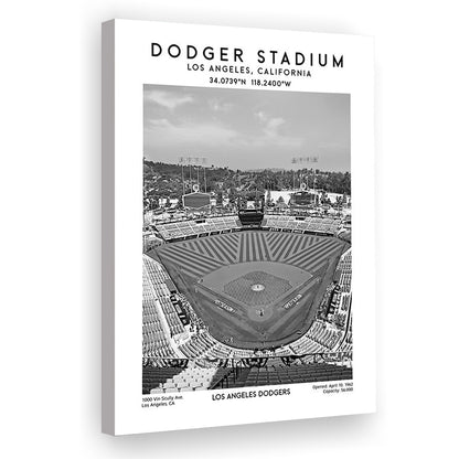 Dodger Stadium Black And White, Los Angeles Baseball Stadium Wall Art Print, Canvas Prints Wall Art, Man Cave Decor