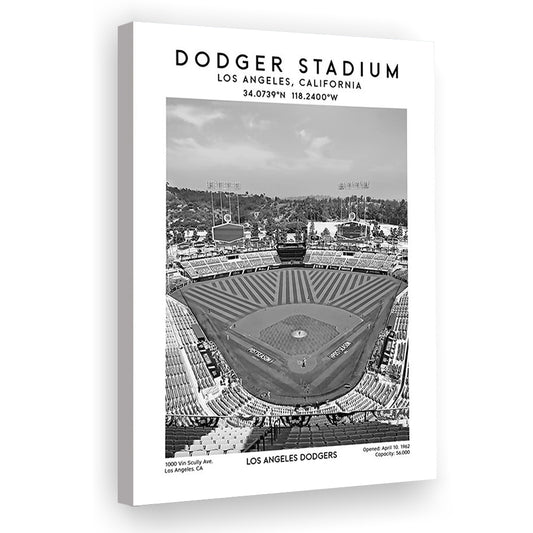Dodger Stadium Black And White, Los Angeles Baseball Stadium Wall Art Print, Canvas Prints Wall Art, Man Cave Decor
