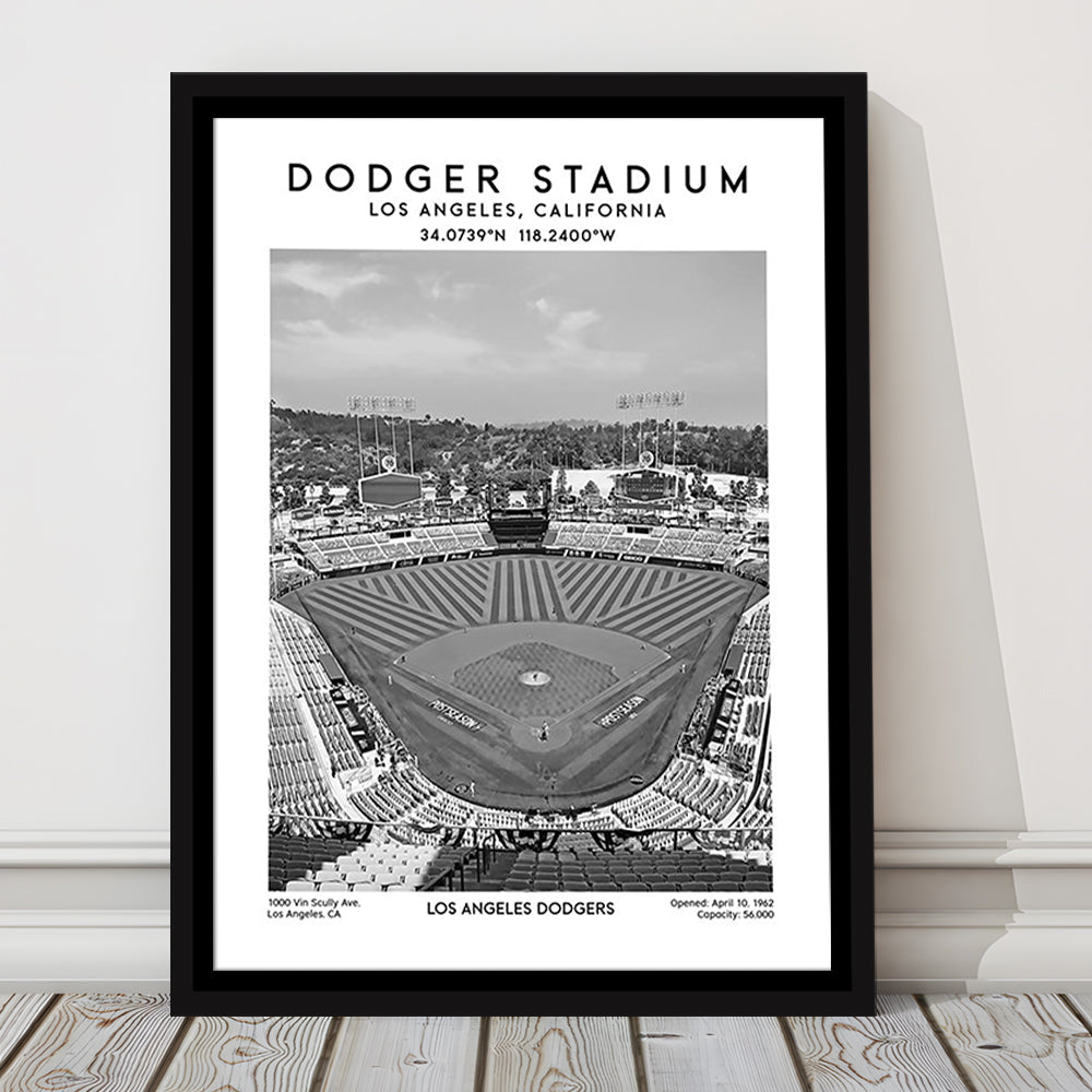 Dodger Stadium Black And White, Los Angeles Baseball Stadium Wall Art Print, Framed Canvas Prints Wall Art