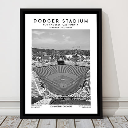Dodger Stadium Black And White, Los Angeles Baseball Stadium Wall Art Print, Framed Canvas Prints Wall Art