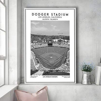 Dodger Stadium Black And White, Los Angeles Baseball Stadium Wall Art Print, Framed Canvas Prints Wall Art
