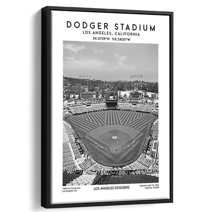 Dodger Stadium Black And White, Los Angeles Baseball Stadium Wall Art Print, Framed Canvas Prints Wall Art
