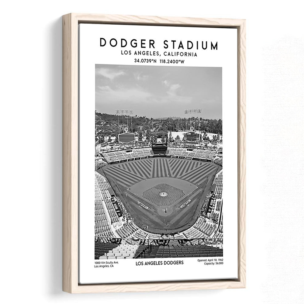 Dodger Stadium Black And White, Los Angeles Baseball Stadium Wall Art Print, Framed Canvas Prints Wall Art