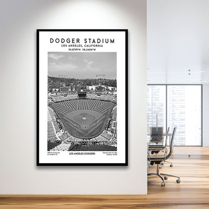 Dodger Stadium Black And White, Los Angeles Baseball Stadium Wall Art Print, Framed Art Prints Wall Decor