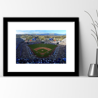 Dodger Stadium La, Stadium Canvas, Sport Art, Gift for him, White Border Framed Art Print Wall Decor