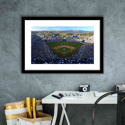 Dodger Stadium La, Stadium Canvas, Sport Art, Gift for him, White Border Framed Art Print Wall Decor