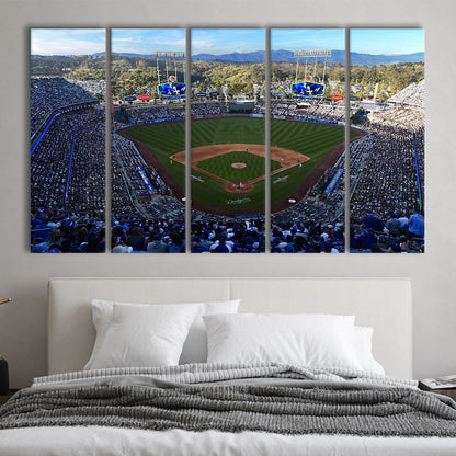 Dodger Stadium La, Stadium Canvas, Sport Art, 5 Panel B, Extra Large Canvas, Canvas Print Wall Art