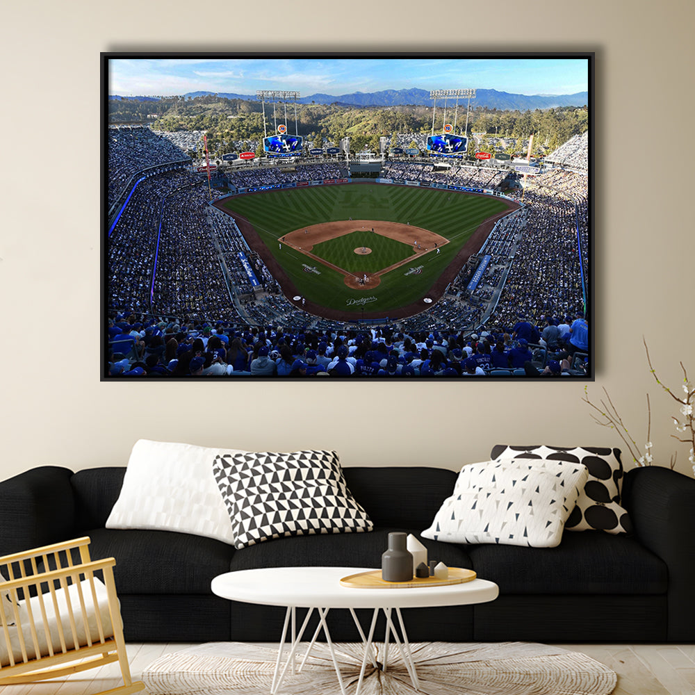 Dodger Stadium La, Stadium Canvas, Sport Art, Framed Canvas Print Wall Art, Floating Frame