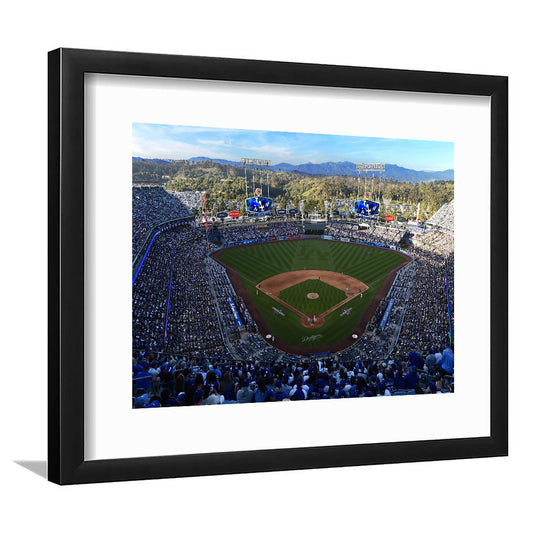 Dodger Stadium La, Stadium Canvas, Sport Art, Gift for him, White Border Framed Art Print Wall Decor