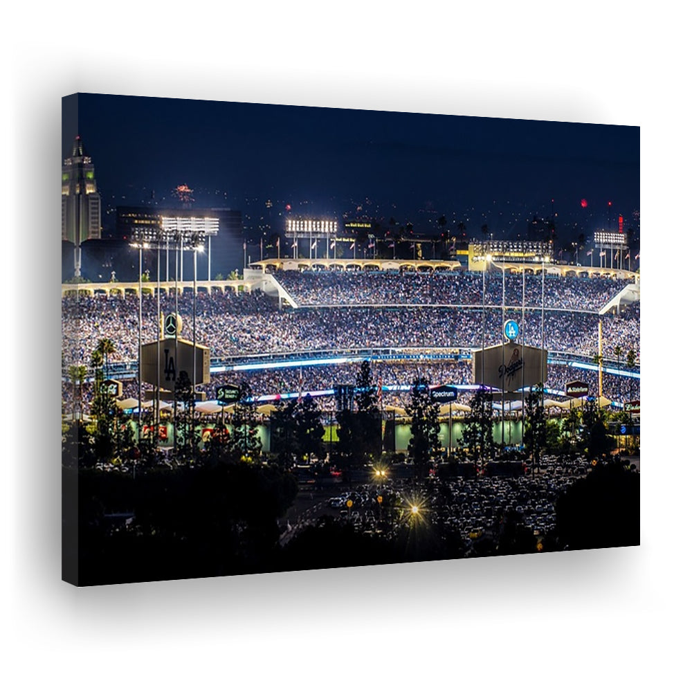 Dodger Stadium Los Angeles California at Night Panoramic Large Stretched Canvas, Cavas Print Wall Art Hom Decor