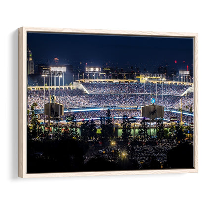Dodger Stadium Los Angeles California At Night Panoramic Large Stretched Canvas, Framed Cavas Print, Floating Frame