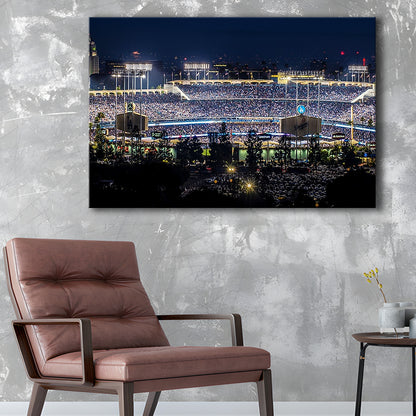 Dodger Stadium Los Angeles California at Night Panoramic Large Stretched Canvas, Cavas Print Wall Art Hom Decor