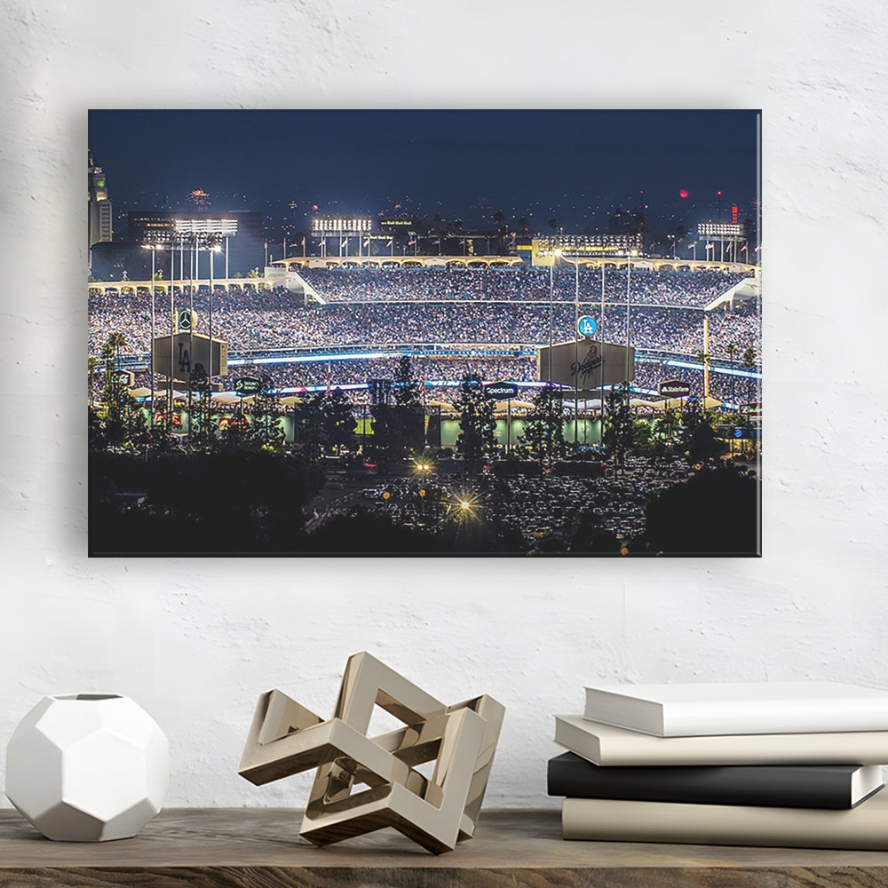 Dodger Stadium Los Angeles California at Night Panoramic Large Stretched Canvas, Cavas Print Wall Art Hom Decor