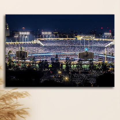 Dodger Stadium Los Angeles California at Night Panoramic Large Stretched Canvas, Cavas Print Wall Art Hom Decor