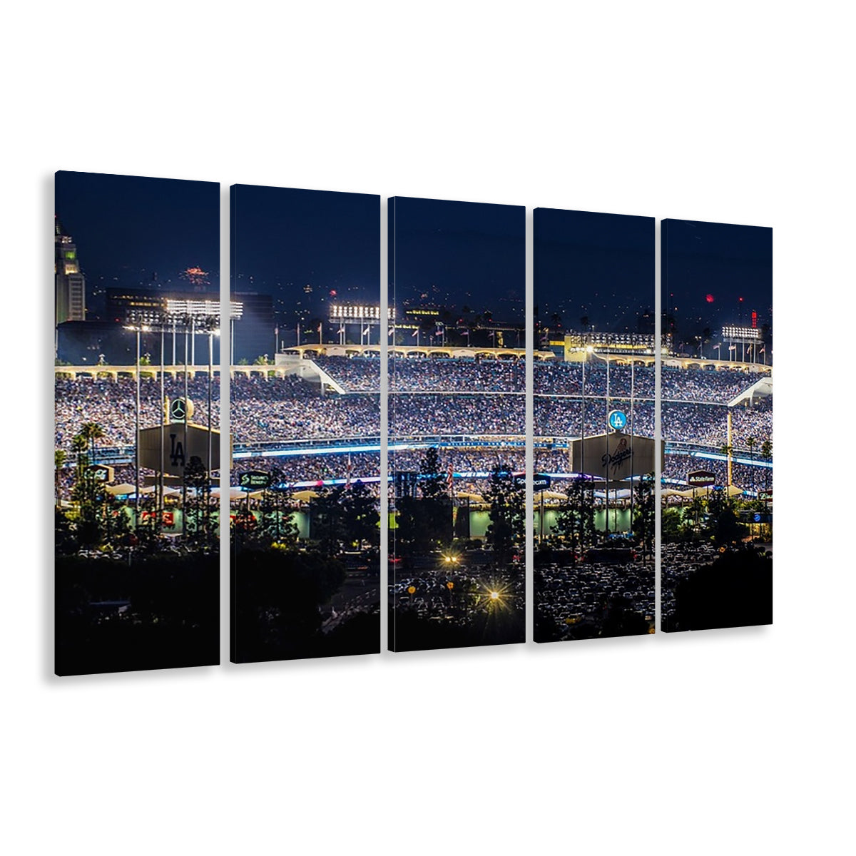 Dodger Stadium Los Angeles California at Night Panoramic Large Canvas, 5 Piece B Extra Large Cavas Print Wall Art Decor