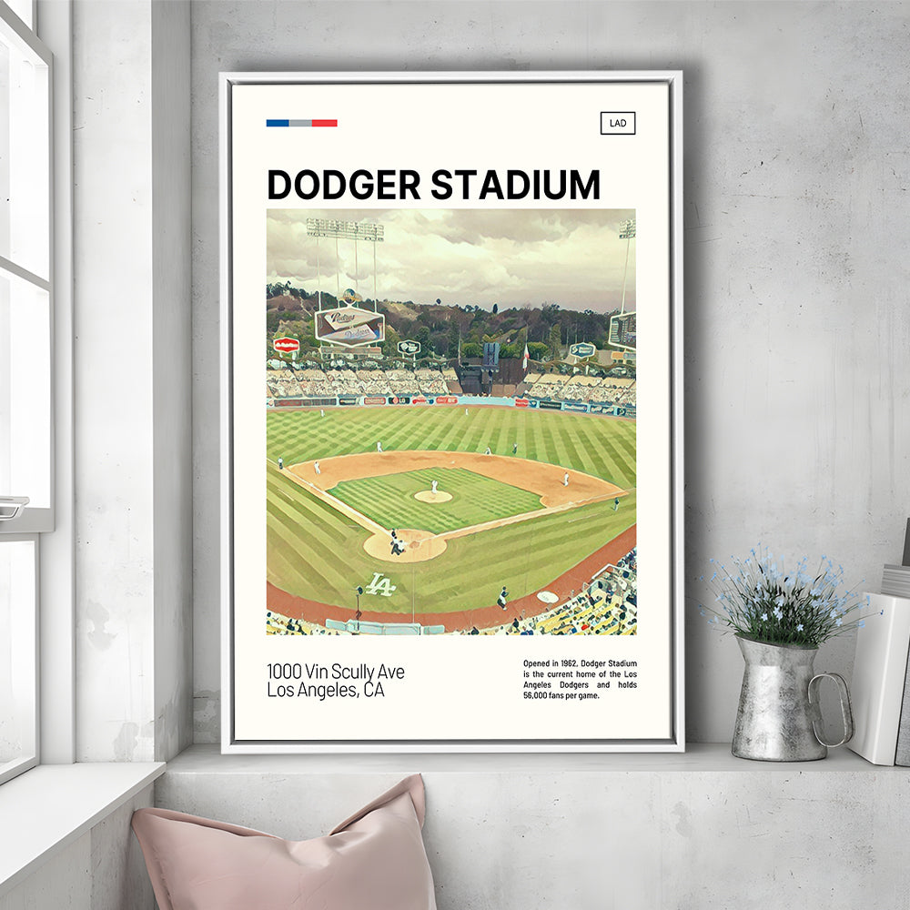 Dodger Stadium Print, LA Dodgers Stadium Canvas Art, Man Cave Gift, Floating Framed Canvas Print Wall Art