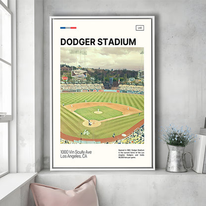 Dodger Stadium Print, LA Dodgers Stadium Canvas Art, Man Cave Gift, Floating Framed Canvas Print Wall Art