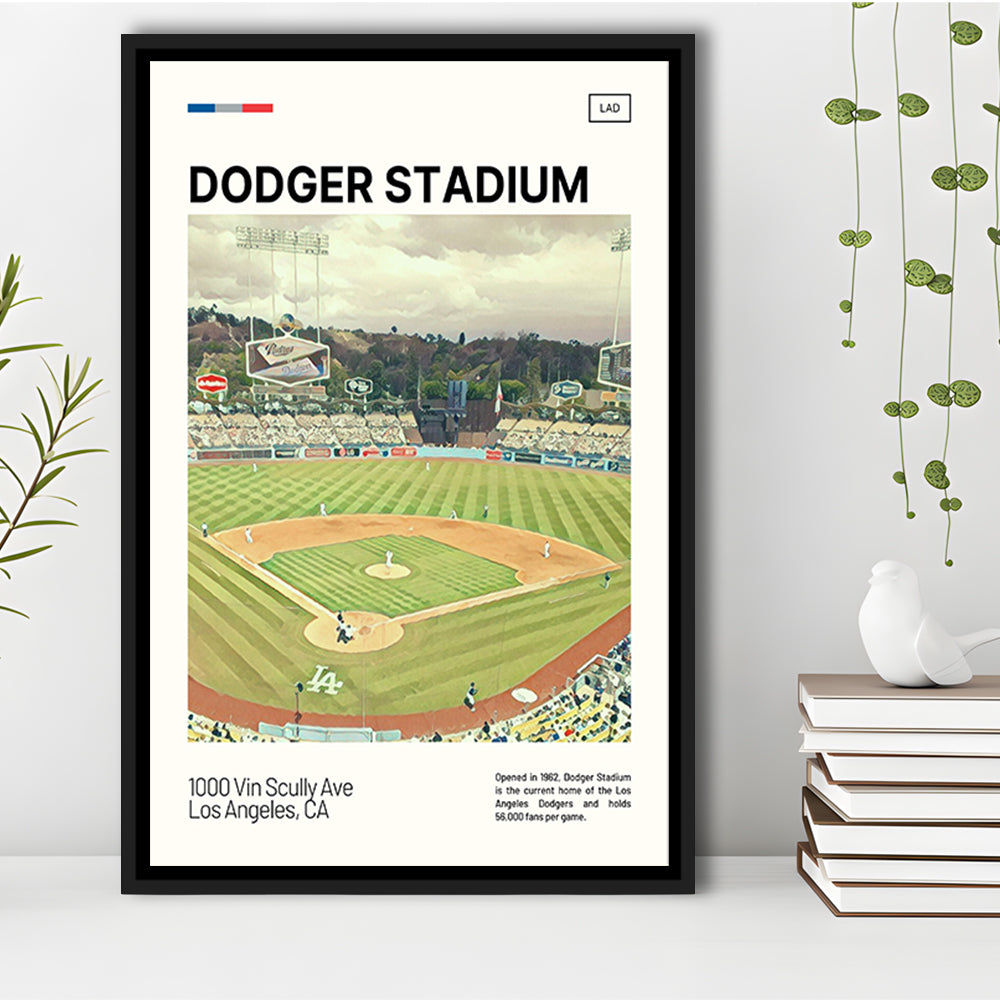 Dodger Stadium Print, LA Dodgers Stadium Canvas Art, Man Cave Gift, Floating Framed Canvas Print Wall Art