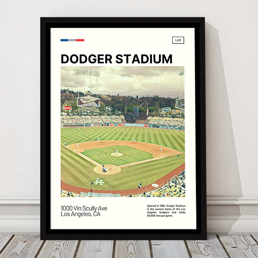 Dodger Stadium Print, LA Dodgers Stadium Canvas Art, Man Cave Gift, Floating Framed Canvas Print Wall Art