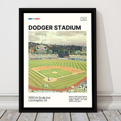 Dodger Stadium Print, LA Dodgers Stadium Canvas Art, Man Cave Gift, Floating Framed Canvas Print Wall Art