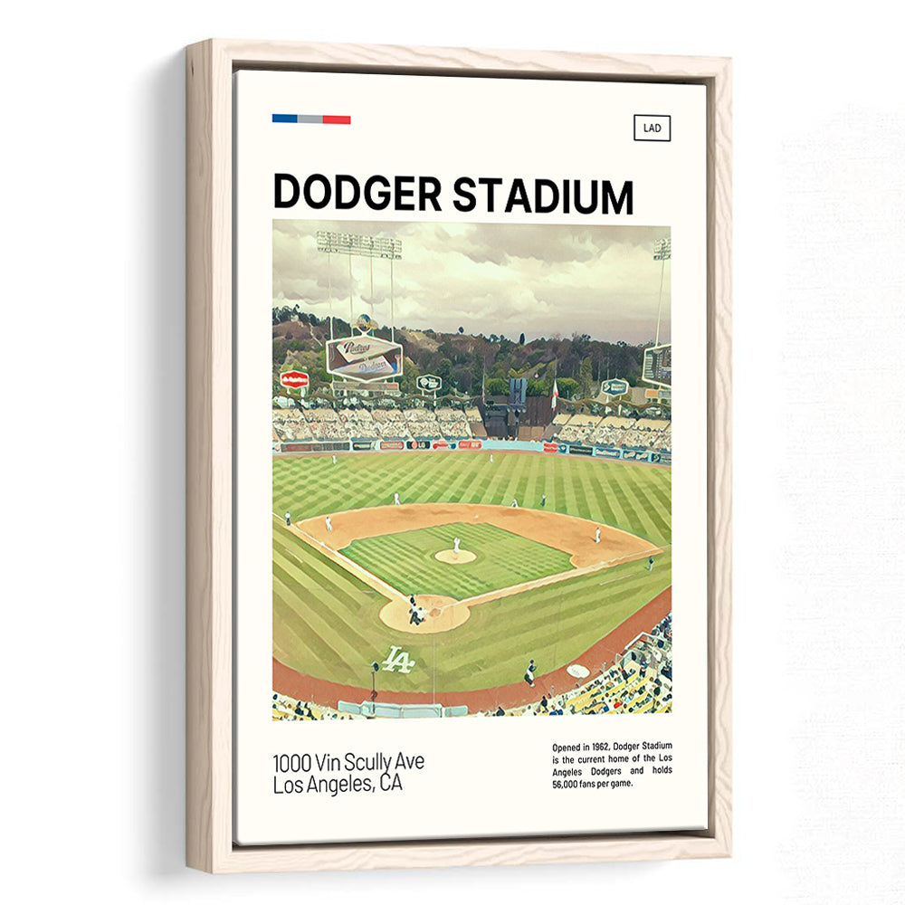 Dodger Stadium Print, LA Dodgers Stadium Canvas Art, Man Cave Gift, Floating Framed Canvas Print Wall Art