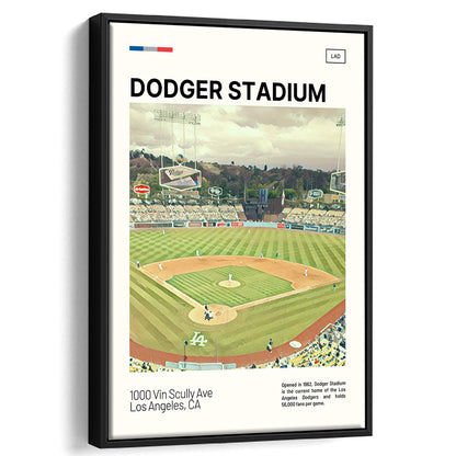 Dodger Stadium Print, LA Dodgers Stadium Canvas Art, Man Cave Gift, Floating Framed Canvas Print Wall Art