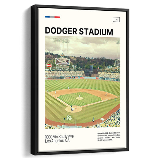 Dodger Stadium Print, LA Dodgers Stadium Canvas Art, Man Cave Gift, Floating Framed Canvas Print Wall Art