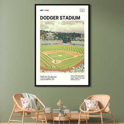 Dodger Stadium Print, LA Dodgers Stadium Canvas Art, Man Cave Gift, Floating Framed Canvas Print Wall Art