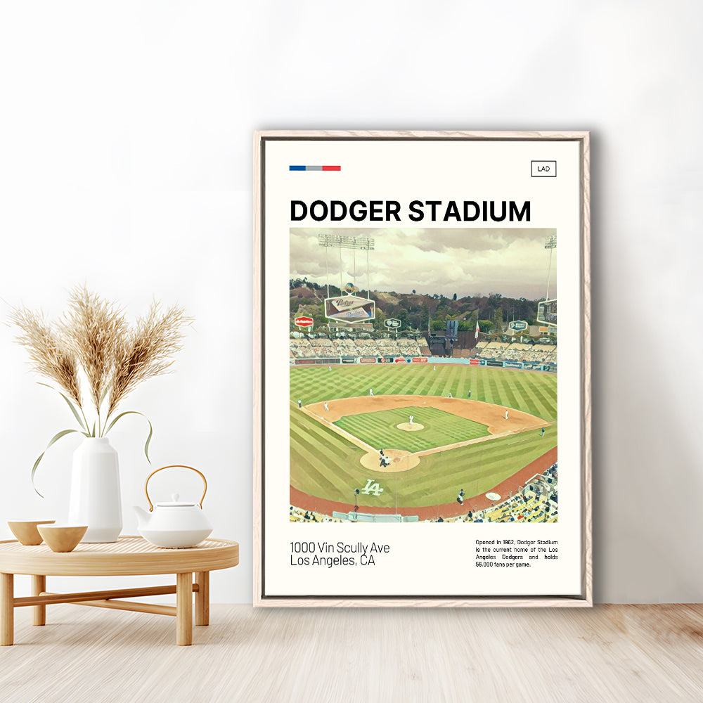 Dodger Stadium Print, LA Dodgers Stadium Canvas Art, Man Cave Gift, Floating Framed Canvas Print Wall Art