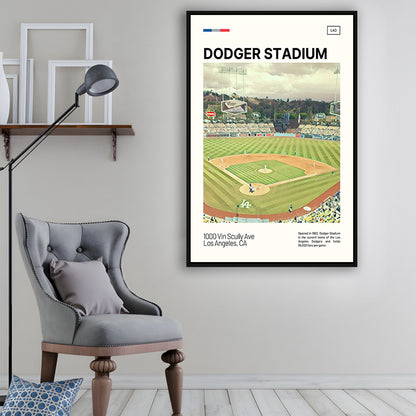 Dodger Stadium Print, LA Dodgers Stadium Canvas Art, Man Cave Gift, Floating Framed Canvas Print Wall Art