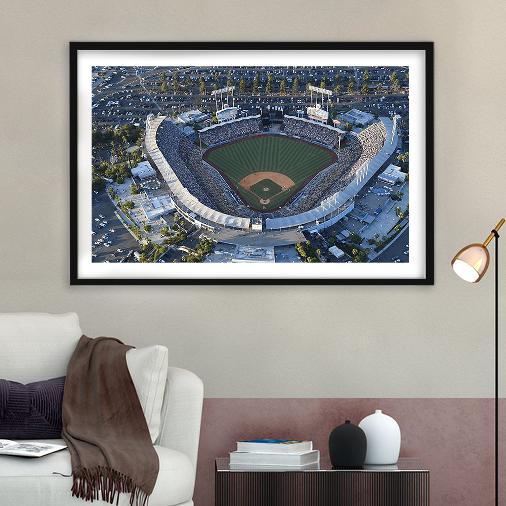 Dodger Stadium, Stadium Canvas, Sport Art, Fan Gifts, White Border Framed Art Print Wall Decor