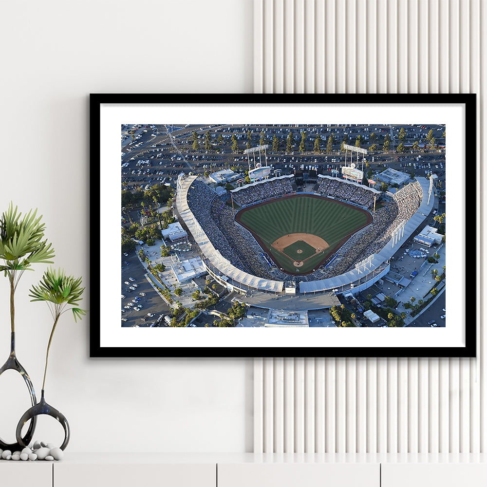 Dodger Stadium, Stadium Canvas, Sport Art, Fan Gifts, White Border Framed Art Print Wall Decor