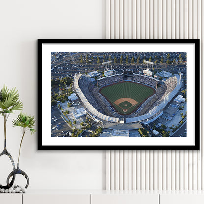 Dodger Stadium, Stadium Canvas, Sport Art, Fan Gifts, White Border Framed Art Print Wall Decor