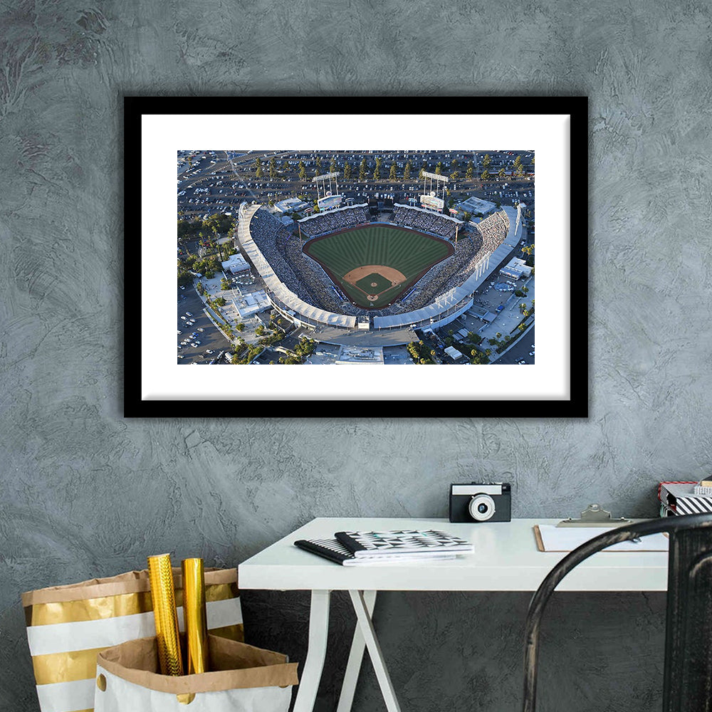 Dodger Stadium, Stadium Canvas, Sport Art, Fan Gifts, White Border Framed Art Print Wall Decor