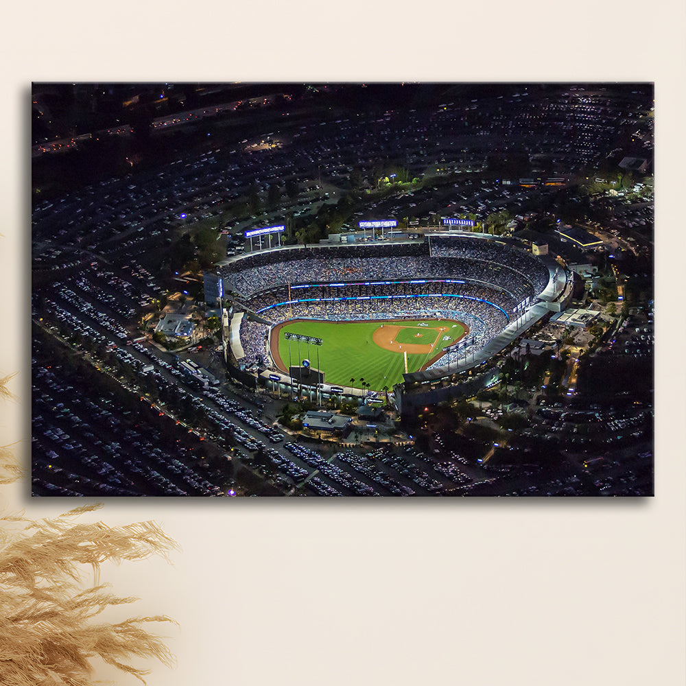 Dodger Stadium at Night View, Stadium Canvas, Sport Art, Gift for him, Man Cave Decor, Art Print, Canvas Print Wall Art
