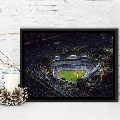 Dodger Stadium at Night View, Stadium Canvas, Sport Art, Framed Canvas Print Wall Art, Floating Frame