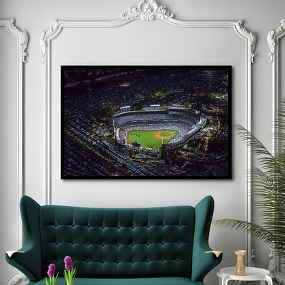 Dodger Stadium at Night View, Stadium Canvas, Sport Art, Gift for him, Framed Art Print Wall Decor, Picture Framed