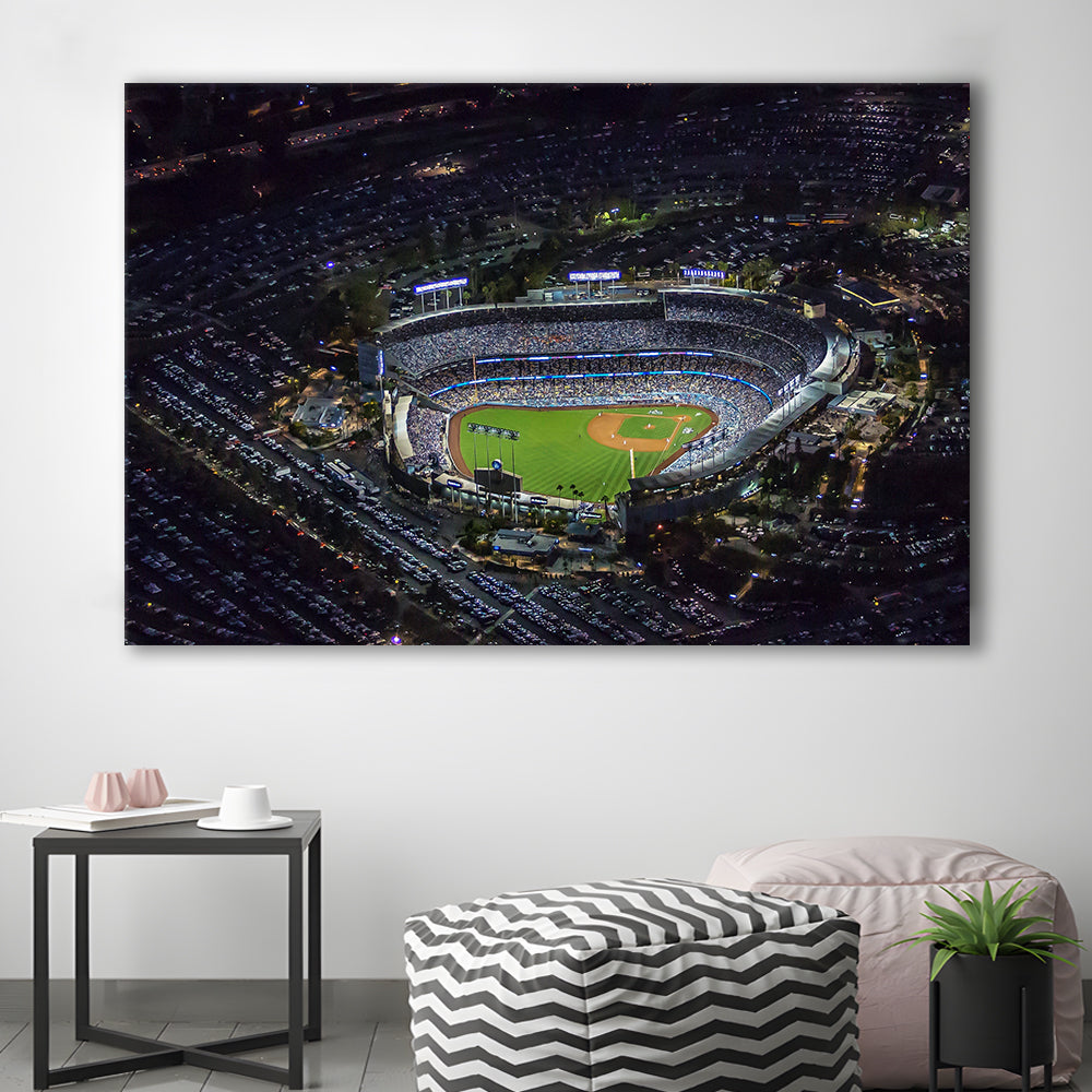 Dodger Stadium at Night View, Stadium Canvas, Sport Art, Gift for him, Man Cave Decor, Art Print, Canvas Print Wall Art