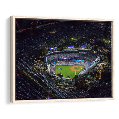Dodger Stadium at Night View, Stadium Canvas, Sport Art, Framed Canvas Print Wall Art, Floating Frame
